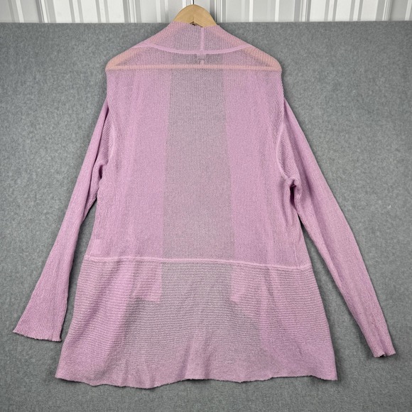 Eileen Fisher Cardigan Womens 1X Purple Open Front Lightweight Knit Sweater Plus - Picture 2 of 9